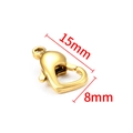 Detailed view of golden heart lobster clasp measuring 15mm by 8mm for jewelry DIY - 15mm / 18K Gold