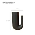 Jarrón moderno de cerámica mate negra en forma de U HP810B, mide 17,5 cm alto y 11 cm ancho - Versión Grande / Negro