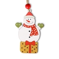Weihnachts-Holzanhänger mit Schneemann-Motiv, Juteschnur und roter Deko-Holzperle - Schneemann-Stil Mit Roter Mütze