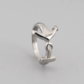 Silver stainless steel open ring featuring a unique anchor design with 316L engraving - Anchor Design Style (KR36429-BD)