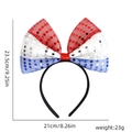 Detail view of Independence Day headband with large red white blue sequin bow and size marks - Red White Blue Sequin Bow Style