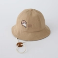 Detail of khaki baby sun hat with otter embroidery and adjustable windproof strap - 48cm (5-18 Months) / Khaki