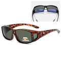 Amber tortoiseshell polarized over-glasses sunglasses with grey lenses for cycling - Amber Frame Green Lens