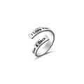 Double-layered stainless steel ring engraved with I Love You To The Moon & Back message - US 9 / R109 Love You To The Moon / Silver