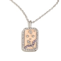 Silver Sagittarius zodiac necklace with pink enamel and sparkling white crystals - Sagittarius / Silver