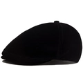 Berretto piatto classico in camoscio nero da uomo con design retrò e bottone - Regolabile / Nero