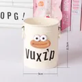 Cream-colored minimalist desk pencil holder with DIY cartoon 3D eyes and mouth decor - Creamy White with Mouth and Letter Stickers / Cream White