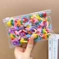 Cartoon fruit and flower resin hair ties set in a transparent zipper bag - Fruit Flower (20 Pcs)