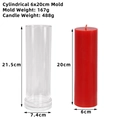 DIY tall cylinder candle mold 20x6cm made of transparent acrylic for craft candle making - Cylinder 6x20cm