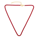 Bohemian style square link necklace in bright red with gold adjustable chain - Red