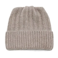 Gorro de punto de pelo de conejo taupe con doble capa cálida para mujer en invierno - M (56-58cm) / Caqui