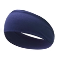 Elastic dark blue wide sports headband for running, yoga, and sweat-wicking workouts - Navy Blue