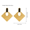Detail view of 18K gold-plated geometric earrings with size and weight measurements - Style 08-Gold Geometric Rhombus with Black Block