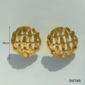 Gouden knoop holle oorbellen met metalen roostertextuur en 26mm diameter - Bolvormig Hol Gevlochten Goud (D2783)