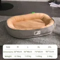 Grey corduroy elevated dog bed with warm plush interior and specific size chart details - M / Runway Design / Khaki