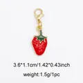 Vibrant red enamel strawberry charm with lobster clasp for jewelry and bags - Strawberry (No. 1)