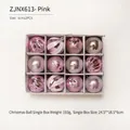 Pink Christmas ball ornaments set with matte and glitter finishes in a 12-piece gift box - Zjnx613 (pink) 12-pack