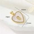 14K gouden harthanger met witte schelp, zirkonia en Maagd Maria reliëf - 12633 Witte Schelp Maagd Maria