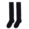 Classic black knitted over-the-knee Christmas stockings for girls with ribbed cuffs - One Size (7-12Y) / Black