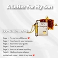 Book-shaped envelope necklace in gold and silver steel with My Champion engraving - 33 Two-tone My Champion Son Gold Chain