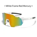 Lunettes de soleil de cyclisme à monture demi-cerclée blanche et verres miroir rouges - Monture Blanche Verres Miroir Rouge