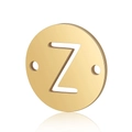 Detailed view of a gold double-hole round pendant with a cutout letter Z in stainless steel - Letter Z
