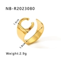 Minimalist 18k gold plated open ring for women weighing 2.9g with a polished C-shape design - Geometric C-Shape