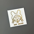 Cartoon metal sticker with golden bunny girl design and a minimalist white base - Gold (Girl)