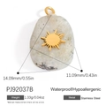 Cream natural stone pendant with gold sun motif and stainless steel measurements - PJ92037B-Grey Stone Sun