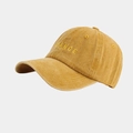 Detail der senfgelben gewaschenen Baumwoll-Baseballkappe mit CHANCE-Schriftzug - M (56-58cm) / Gelb