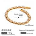Detailed view of 17.5cm gold stainless steel bracelet with square cubic zirconia settings - Gold Rectangular Zirconia Style (JDB0304042)