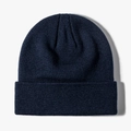 Classic dark blue knitted beanie with a wide folded cuff in a minimalist design - One Size / Dark Navy