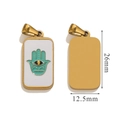 Goldenes Hamsa-Hand-Emaille-Tarot-Anhänger 26mm x 12,5mm Edelstahl-Rechteck-Charm - Weiße Hamsa-Hand