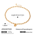 Collier double couche en acier inoxydable plaqué or 18K avec pendentif cœur poli - Collier Chaîne à Billes Dorée avec Pendentif Cœur (JDN2407020)