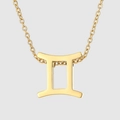 Collier avec pendentif signe du zodiaque Gémeaux plaqué or 18 carats poli et chaîne - Gémeaux / Or