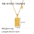 18K gold plated stainless steel Taurus zodiac square pendant necklace for women - Taurus