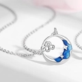 925 sterling silver moon and cloud pendant necklace with blue enamel and star charm - Moonlight Rose Necklace Men-Blue Moon Nebula