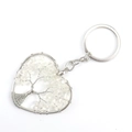 Detail of handmade heart-shaped tree of life keychain with white crystal stones - Heart Clear Quartz
