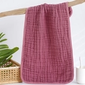 Soft dusty pink 6-layer muslin cotton burp cloth with crinkled texture on wooden stand - 7# Bean Purple (25*50)