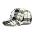 Classic black and white plaid baseball cap in a stylish 45-degree angle product view - Adjustable / Black & White Check