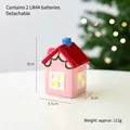 Casita de Navidad de cerámica rosa con luces LED y adornos festivos de colores - Casa Rosa