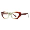 Occhiali da sole geometrici cat-eye retrò in tartaruga sfumata e verde trasparente - Montatura Tè Lente Trasparente