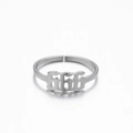 Silver adjustable stainless steel angel number 666 ring with gothic design for men and women - 666 Steel