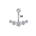Silberner Bauchpiercing mit fächerförmigem Zirkonia-Cluster-Design und gebogenem Stab - Stil 3