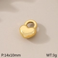 Polished golden heart-shaped lock pendant charm, sized 14x10mm for DIY jewelry making - Heart Lock Style (KLJ8002-Z)