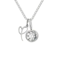 Collier en acier argenté avec pendentif lettre P cursive et breloque en cristal - Lettre I / Argent