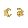 Minimalist double layer gold plated hoop earrings featuring a vintage heart relief pattern - Style D-Heart Relief Rectangle