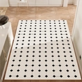 French style minimalist white door mat with black geometric diamond pattern for entryways - 80x120cm / Vertical Layout / Yuyuan
