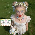 Easter temporary face tattoo with rabbit and egg patterns, model BF-030 variant - Chick and Macaron Easter Eggs (BF-030)