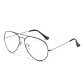 Classic black aviator glasses frame with silver metal legs and anti-blue light lenses - Anti blue light / Silver Frame Black Circle